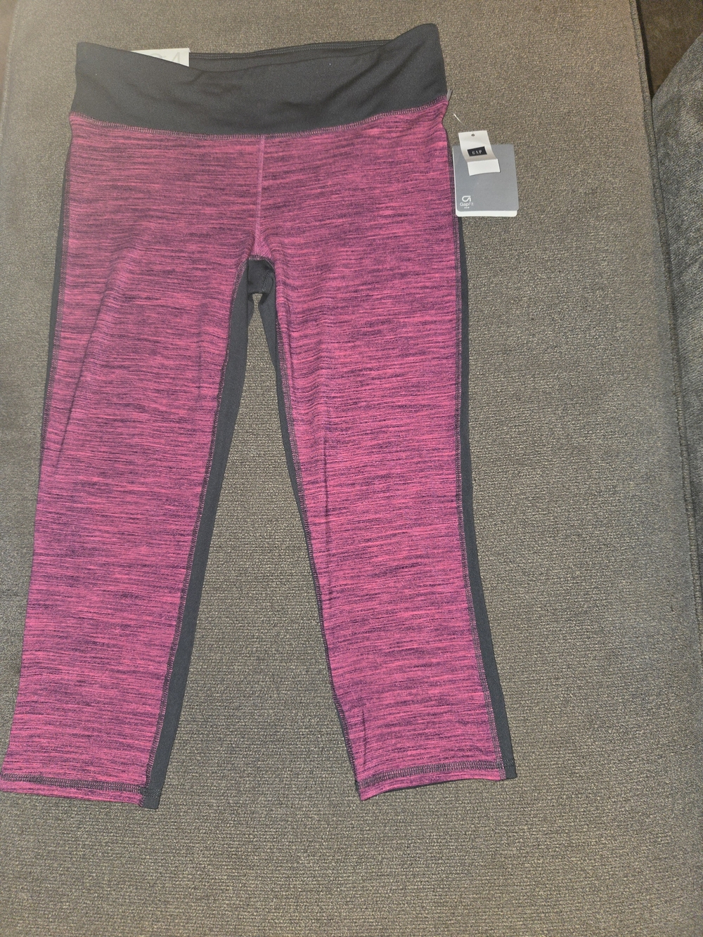 GAP Girls' Pink Heather Capri Leggings with Black Waistband